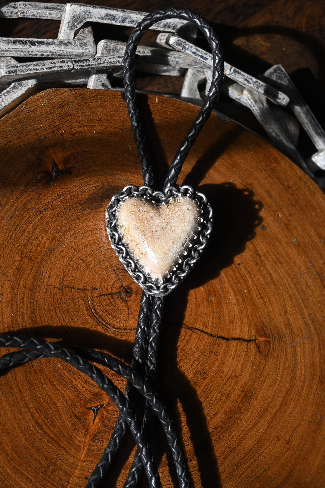 Heart Shaped Bone Bolo Tie