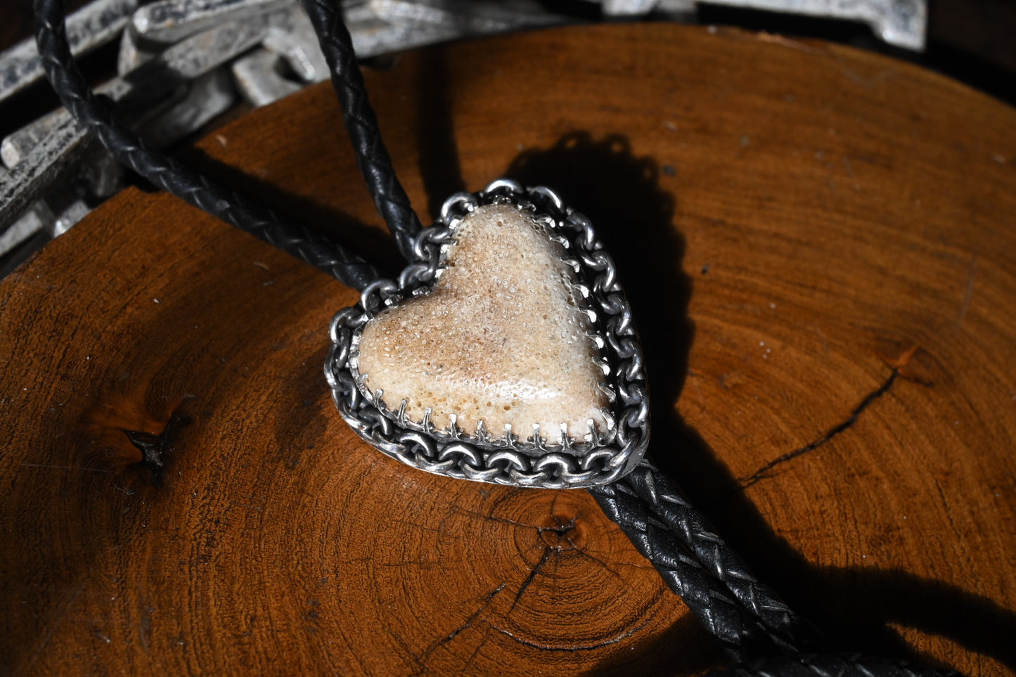 Heart Shaped Bone Bolo Tie