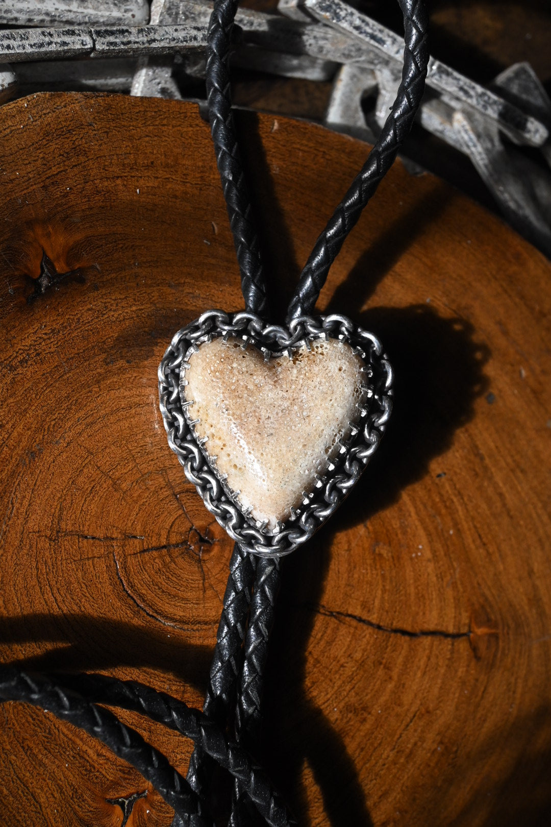 Heart Shaped Bone Bolo Tie