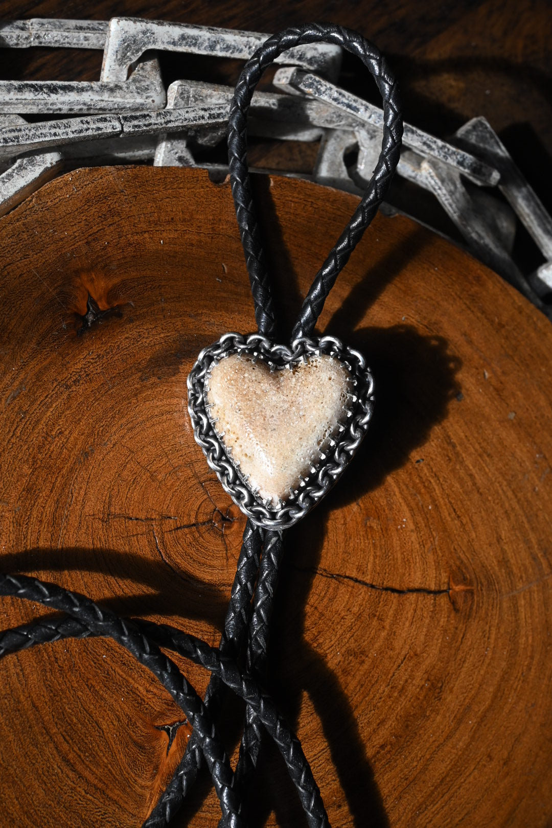 Heart Shaped Bone Bolo Tie