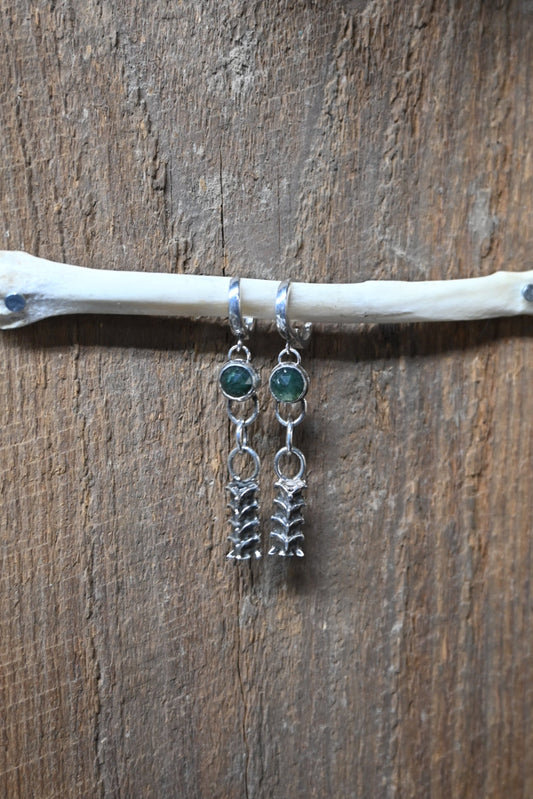 Snake Vertebrae & Moss Agate Earrings